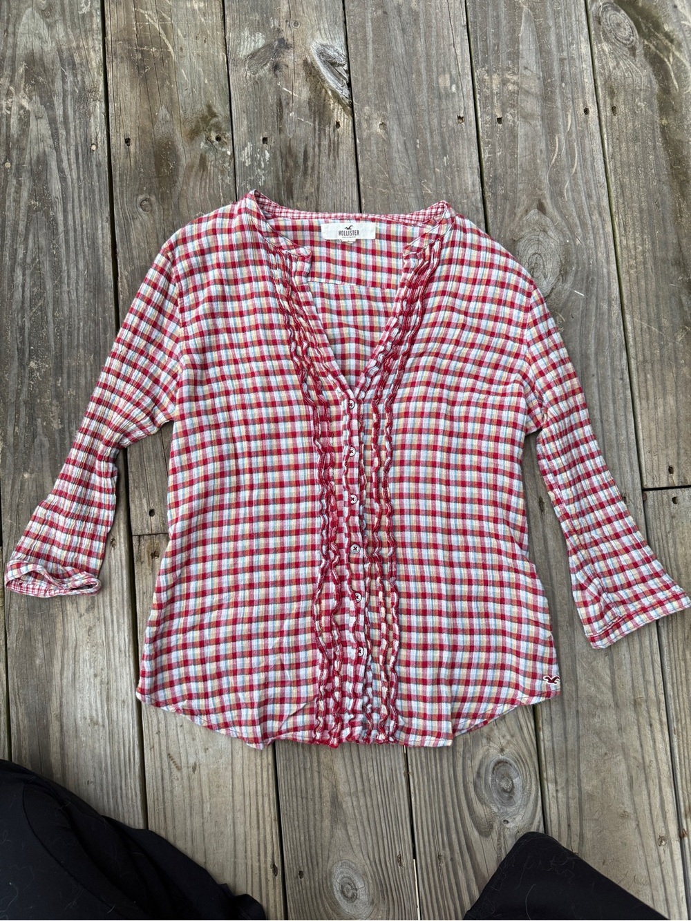 Hollister Red Plaid Blouse Size Small